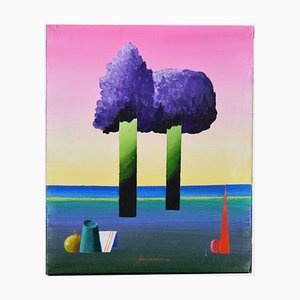 Danilo Bergamo, Paysage Géométrique, Technique Mixte Originale, 1970s