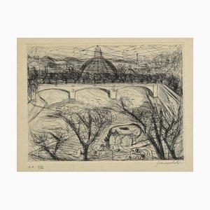 View of Rome - Original Etching by N. Gattamelata - Late 20th Century Late 20th Century