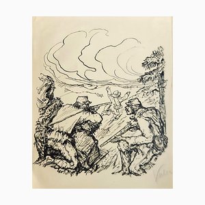 Litografia Two Soldiers - Originale di A. Kubin - 1933 1933