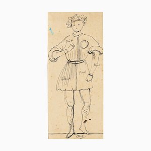 Thetrical Costume - Original China Ink Drawing by E. Berman - 1950s 1950s