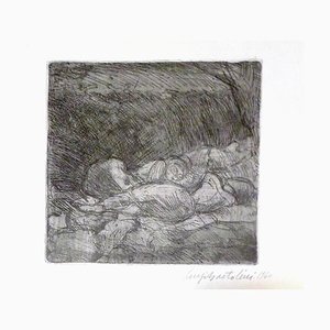 Women Sleeping - Original Etching by Luigi Bartolini - 1940 1940