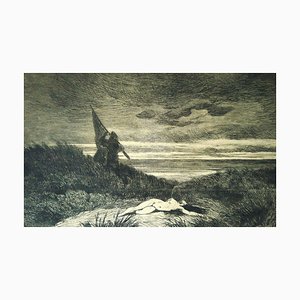 Grabado Le Werwolf - Original de Félicien Rops - 1868 1868