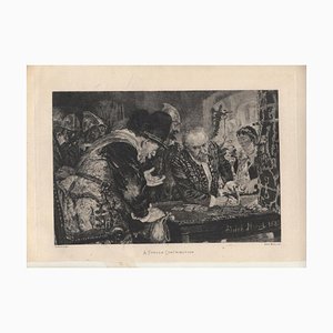 A Forced Contribution - Original Etching by A. Menzel - 1885 ca. 1885 ca.