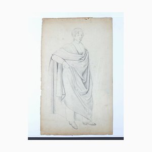 Man with Cloak - Dibujo original a lápiz de H. Goldschmidt - Finales del siglo XIX Finales del siglo XIX