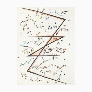 Letra Z naranja - Litografía pintada a mano de Raphael Alberti - 1972 1972