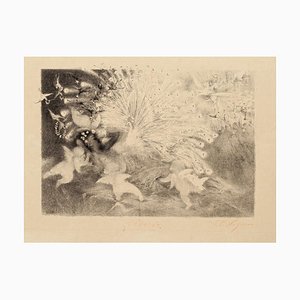 Litografía Reverie (Dream) - Original de Théo P. Wagner - década de 1870-1870
