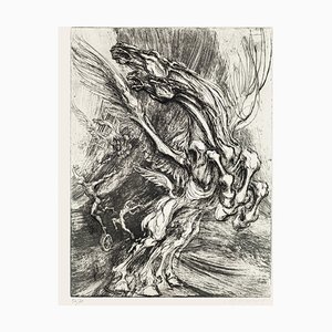 Cheval à Oreilles Original Gravure à l'Eau-Forte par M. Chirnoaga - Fin 20ème Siècle, 20ème Siècle