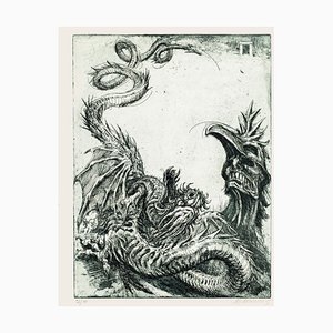 Gravure à l'Eau-Forte Hydra par M. Chirnoaga - Fin 20ème Siècle