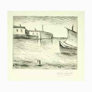 Seascape - Original Etching by Carlo Carrà - 1964 1924