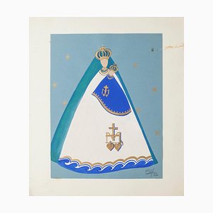 Madonna with Child - Original Tempera on Paper and Cardboard - 1962 1962
