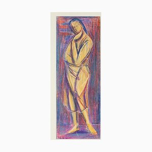 Figura Woman - Dibujo al óleo Original en pastel de D. Milhaud - 1932 1932