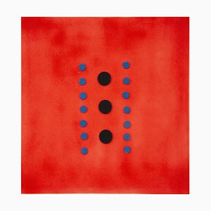 Polka Dots on Red - Peinture Acrylique Originale par Mario Bigetti - 2020 2020