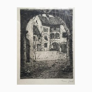 Maison de Campagne - Gravure d'Origine Milieu 20ème Siècle