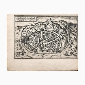 Map of Nemavsus - Original Etching by George Braun - Late 16th Century Late 16th Century