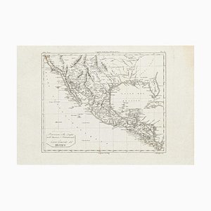 Carte du Mexique Antique - Gravure à l'Eau-Forte 19ème Siècle 19ème Siècle