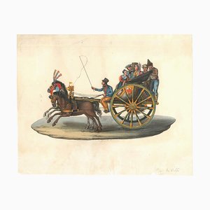 Carretto Siciliano (Sicilian Carriage) - Aquarelle par M. De Vito - 1820 ca. 1820 ca