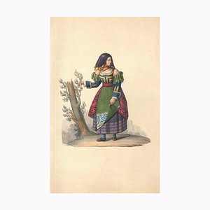 Female figure of XIX century - Watercolor by M. De Vito - 1820 ca. 1820 c.a.