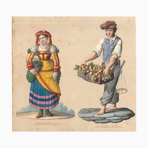 Tortorella d'Abruzzo e fruttaro napolitano - Acuarela de M. De Vito - 1820 ca. 1820 ca