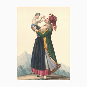 Costume dell'Isola di Procida - Aquarell von M. De Vito - 1820 1820 ca