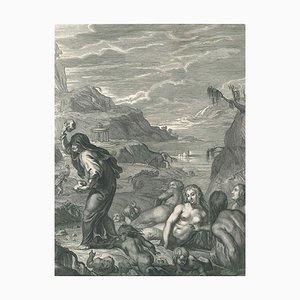 Deucalion et Pyrrha, de '' Temple des Muses '' - Gravure à l'eau-forte par B. Picart - 1742 1742