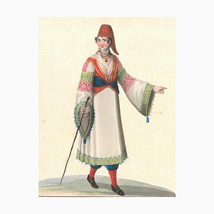 Costume di Carafagreci - Watercolor by M. De Vito 1820 c.a.