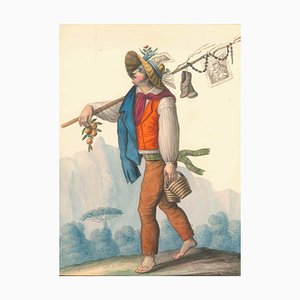 Costume napolitano, il ritorno di Montevertigine - Aquarelle par M. De Vito 1820 ca