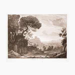 Narciso and Echo - Grabado original en blanco y negro de Claude Lorrain - 1815 1815