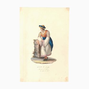 Costume di Carafa - Original Watercolor by M. De Vito - 1820 ca. 1820 c.a.