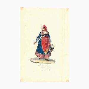 Costume di Villa Pianezza - Original Watercolor by M. De Vito - 1820 ca. 1820 c.a.