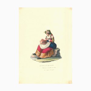 Costume di Capracolla - Original Watercolor by M. De Vito - 1820 ca. 1820 c.a.