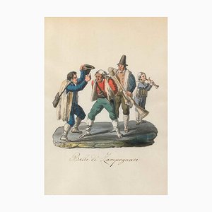 Ballo de 'Zampognari - Acuarela original de M. De Vito - 1820 ca. 1820 ca