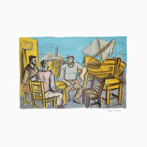 At the Harbor - Original Lithograph by Alberto Chiancone - 1970s 1970s