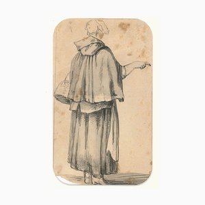Figura de mujer bretona - Dibujo de JP Verdussen - Finales del siglo XVIII Finales del siglo XVIII