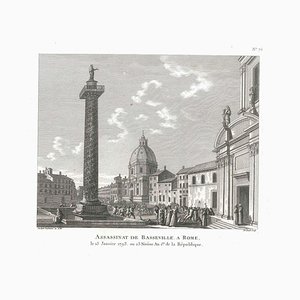 Acquaforte Assassinat de Basseville à Rome - Original Incisione di PG Berthault - 1793 1793