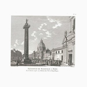 Assassinat de Basseville à Rome - Original Etching by P.G. Berthault - 1793 1793