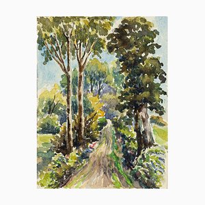 Forest - Watercolor by French Master - Mid 20th Century Mid 20th Century