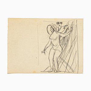 Nude - Dibujo original en lápiz de Gabriele Galantara - Siglo XX, siglo XX