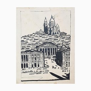 Paris Landscape - Original Drawing on Paper - 20th Century 20th Century