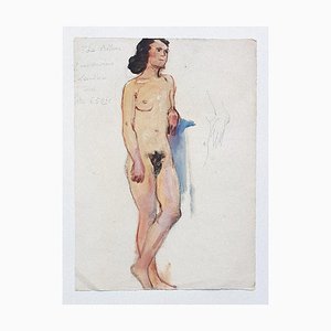 Donna Nuda - Disegno originale su supporti misti su carta - XX secolo XX secolo