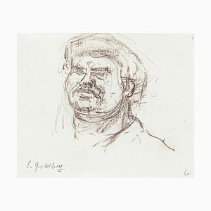 Portrait - Original Pencil Drawing by S. Goldberg - Mid 20th Century Mid 20th Century