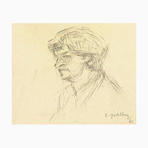 Portrait - Original Pencil Drawing by S. Goldberg - Mid 20th 20th Century Mid 20th Century