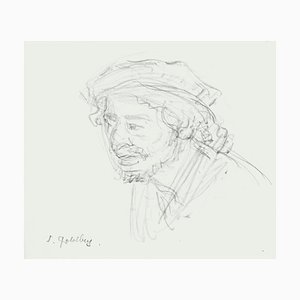Portrait - Original Bleistift Zeichnung von S. Goldberg - Mid 20th Century Mid 20th Century