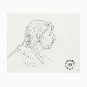 Man - Original Pencil Drawing by S. Goldberg - Mid 20th Century Mid 20th Century