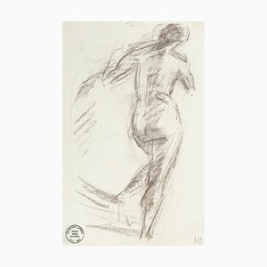 Nude from the Back - Dessin au Pluie Original par S. Goldberg - Milieu 20ème Siècle 20ème Siècle