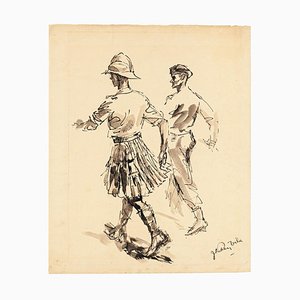 Mujeres - Tinta China Original y acuarela de JL Rey Vila - años 50