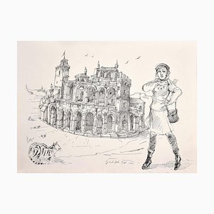 Traveller - Original China Ink Drawing by G. Fede - 1966 1966