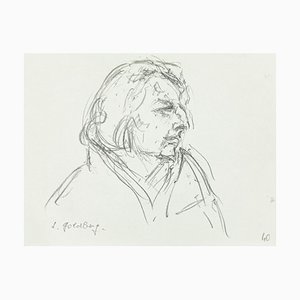 Portrait - Dessin Original Pen par S. Goldberg - Milieu 20ème Siècle 20ème Siècle