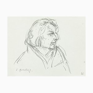 Portrait - Original Pen Drawing by S. Goldberg - Mid 20th Century Mid 20th Century