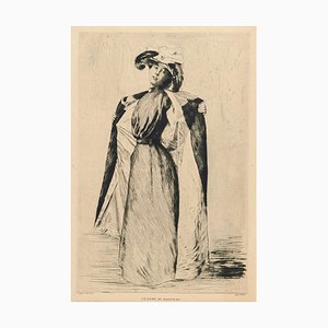 Acquaforte La Dame au Manteau - Incisione originale di A.-C. Coppier - 1901 1901