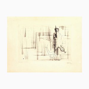 Acquaforte Musique de Harpe - Original di C. Bang - Inizi del XX secolo